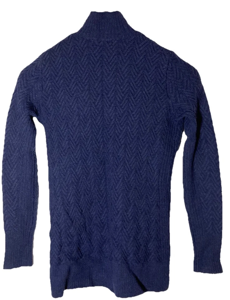 Cárdigan Suéter IBEX Florence Espiga Lana Merino-Crebilla Completa-Azul Marino-Talla XS Foto 3 de 4