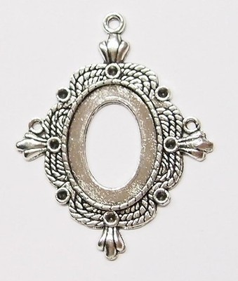 6 of 25x18mm Antique Silver Victorian Twisted Rope Crown Pendant Setting 50x40mm