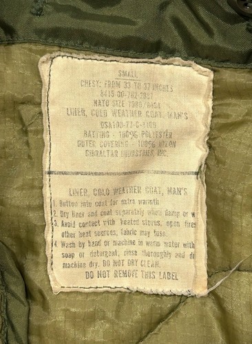 Giacca cappotto vintage anni 70 US Army M65 OG-107 clima freddo fodera uomo S *LEGGI - Foto 17 di 18