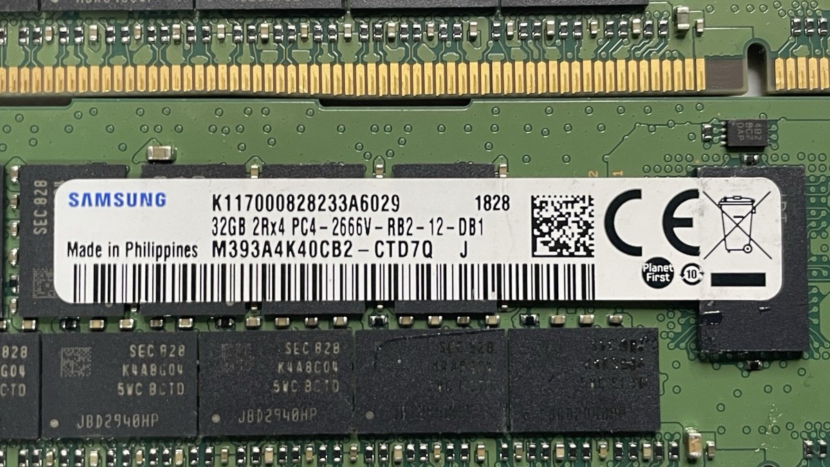 Samsung 2 x 32GB 2RX4-PC4-2666V-RB2-12-DB1-M393A4K40CB2-CTD7Q-J/K