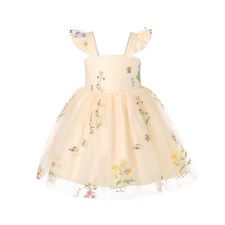 Girl Tutu Dress Tulle Summer Dresses Party Princess Sundress for 1-6Y Apricot...