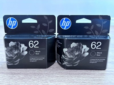 Genuine HP 62 Black Ink Cartridge ~ 200 pages C2P04AN Original Exp 03/27 2 Pack