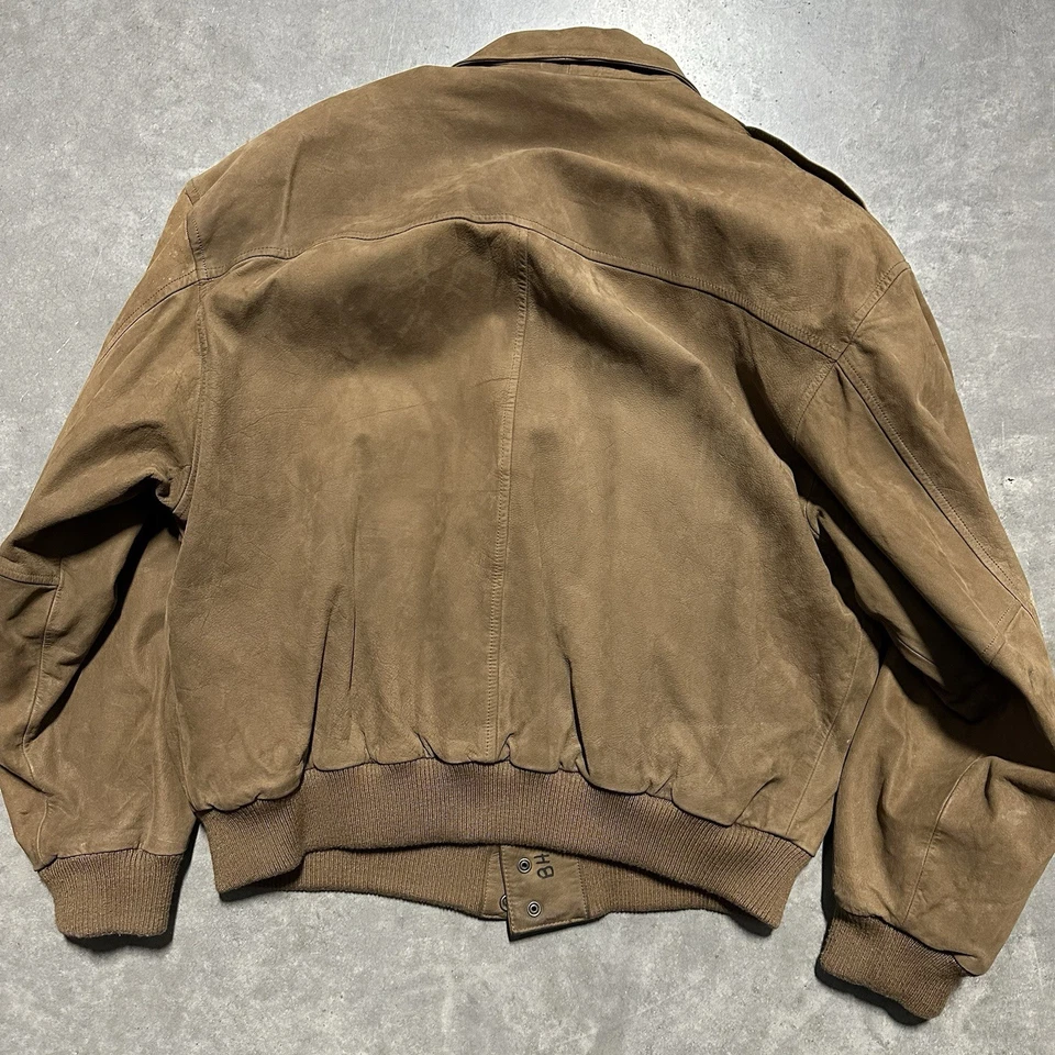 VTG Global Identity G-111 Leather Suede Bomber Jacket Brown Men’s Large Type A-2 - Image 4 of 4
