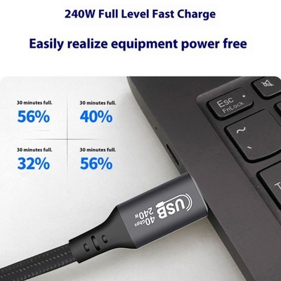 240W USB4 Type C Cable 40Gbps Fast speed Data Syncs 6K Display For 3/4