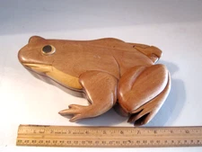 FROG WOODEN INTARSIA PUZZLE BOX WOOD JEWELRY TRINKET BOX. 8"x5"
