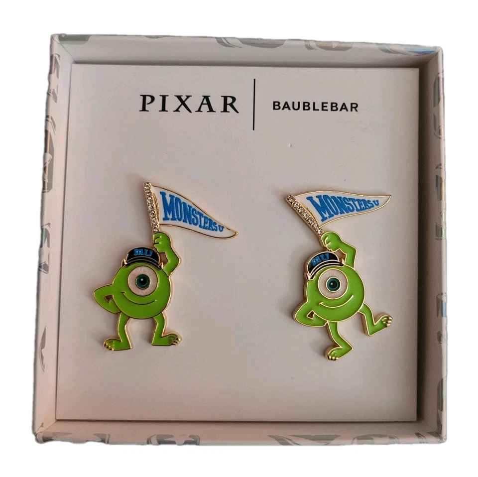 Pendientes Pixar BaubleBar Disney Monsters University Mike Wazowski Nuevos En Caja Foto 3 de 4