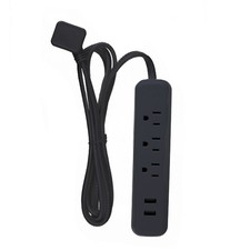 Globe Electric 78472 2.4A 300J Black Indoor Designer Power Strip with USB Port