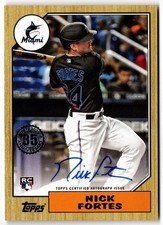 2022 Topps Update 1987 Baseball Autographs NICK FORTES #87BA-NF Marlins RC Auto