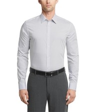 Calvin Klein Mens Slim Fit Stretch Wrinkle Free Button Down Dress Shirt