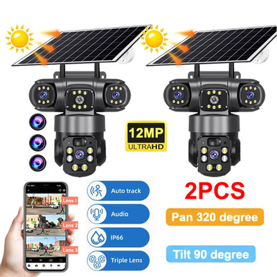 V380PRO 3 Lens 12MP Solar Home Security Camera Outdoor Wifi Wireless PTZ CCTV