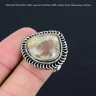 Pear Golden Rutile Gemstone Ethnic Statement Ring Jewelry Size 8 Sterling Silver