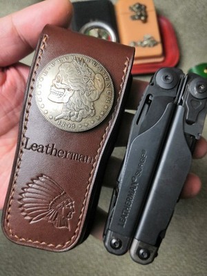 Handmade Leather Sheath Tactical Belt For Leatherman Surge Veg-Tanned