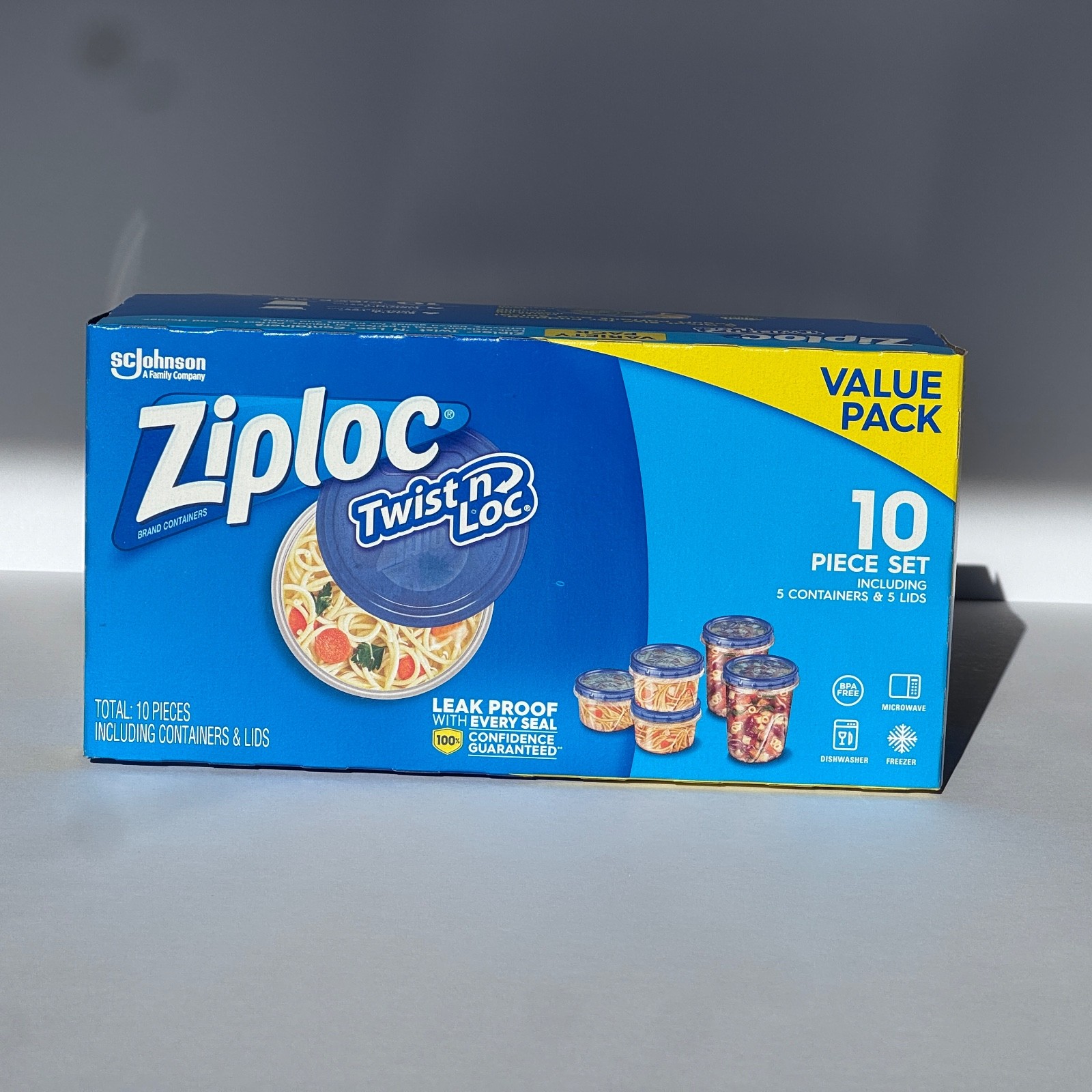 ZipLoc Twist N Lock 10 piece Value Pack 3 small & 2 medium containers w/lids New