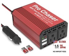 400W Car Power Inverter 12V DC to 110V AC 6.2A Dual Red - Dual Red