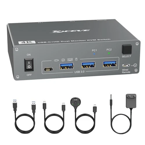  4K USB C KVM  2 Monitor 2 Computer, 4K@60Hz Doppio Monitor USB 3.0 USB Tip5192