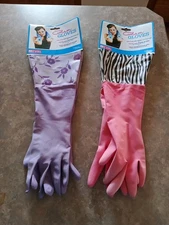 2 Pairs Glam Gloves Extra Long Latex With Vinyl Cuff