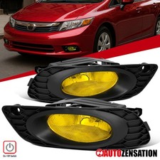 Fit 2012 Honda Civic Sedan Ex Ex-l Si Yellow Bumper Lamps Fog Lights Pair