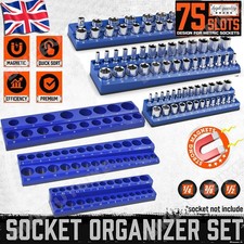 3X Magnetic Socket Organizer Storage Holder Tool 1/4" 3/8" & 1/2" Drive Metric