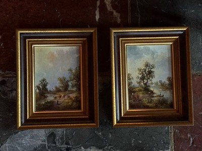 Voralpenlandschaft .. 2 .Top Gemälde , H. Baumann, sehr  Feine Genre Malerei  