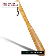 Wooden Shoe Horn 13'' Inch Long Handle Shoe Helper Spoons Retro Wood Shoehorn wi