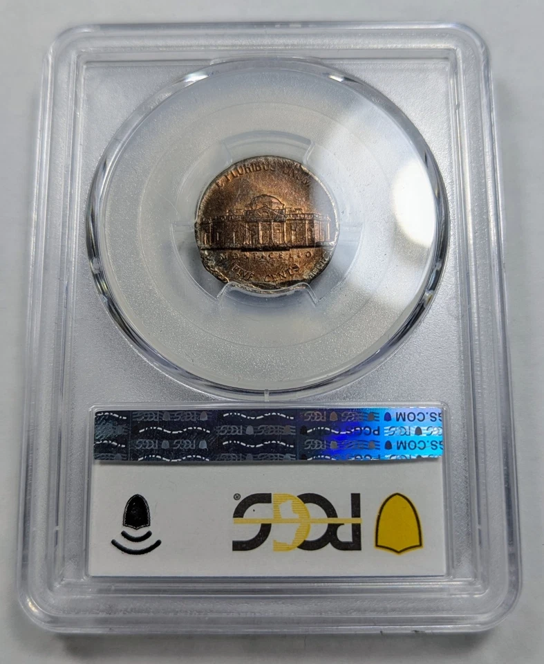 1980-P Jefferson Nickel Mint Error Struck On Damaged Cent PCGS MS64RB Very Rare! - Image 4 of 4