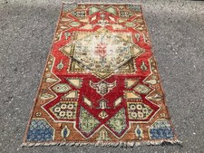 3,4x5,8 ft Rug, Turkish Vintage Rug, Red Wool...