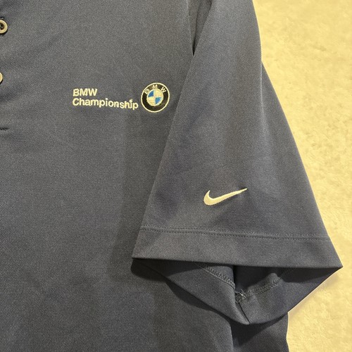 Nike Golf BMW Championship Dri Fit Polo Shirt Men's Large Navy Swoosh Casual - Picture 12 of 16