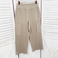 Sage Collective Crop Pants Small Khaki Tan Textured Cargo Pocket Utility Casual