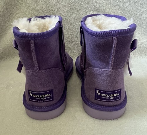 Ugg Koolaburra Victoria Mini Winter Boots Girls Sz 3 Suede Fur Purple *Torn Box - Picture 9 of 11