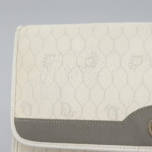 Borsa a tracolla Christian Dior tela nido d'ape catena PVC pelle bianca originale KD140 - Foto 2 di 24