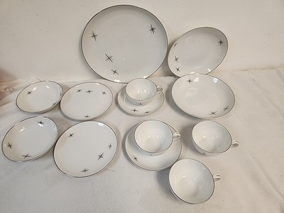Fukagawa Arita 713 Cross Star Atomic 13 PCS Plates Bowls Cups