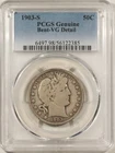 1903-S BARBER HALF DOLLAR – PCGS GENUINE BENT VG DETAILS!