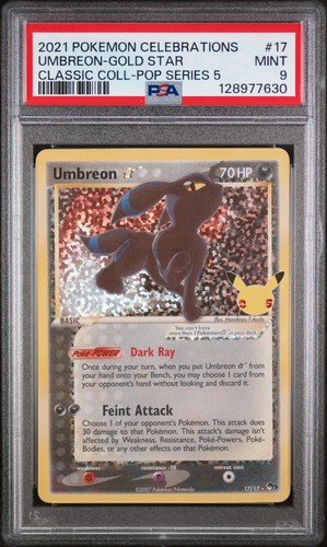 UMBREON-GOLD STAR 17 CELEBRATIONS CLASSIC COLLECTION PSA 9 POKEMON