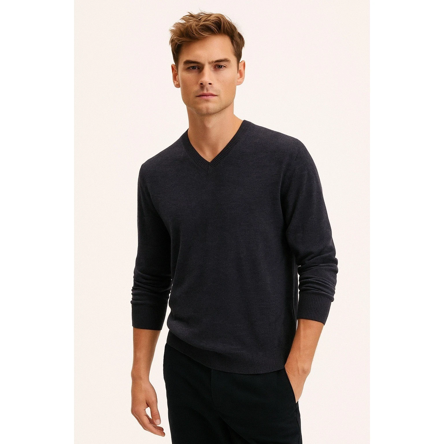 Banana Republic Sweater Merino Wool Size XL Gray V-Neck Classic Old Money