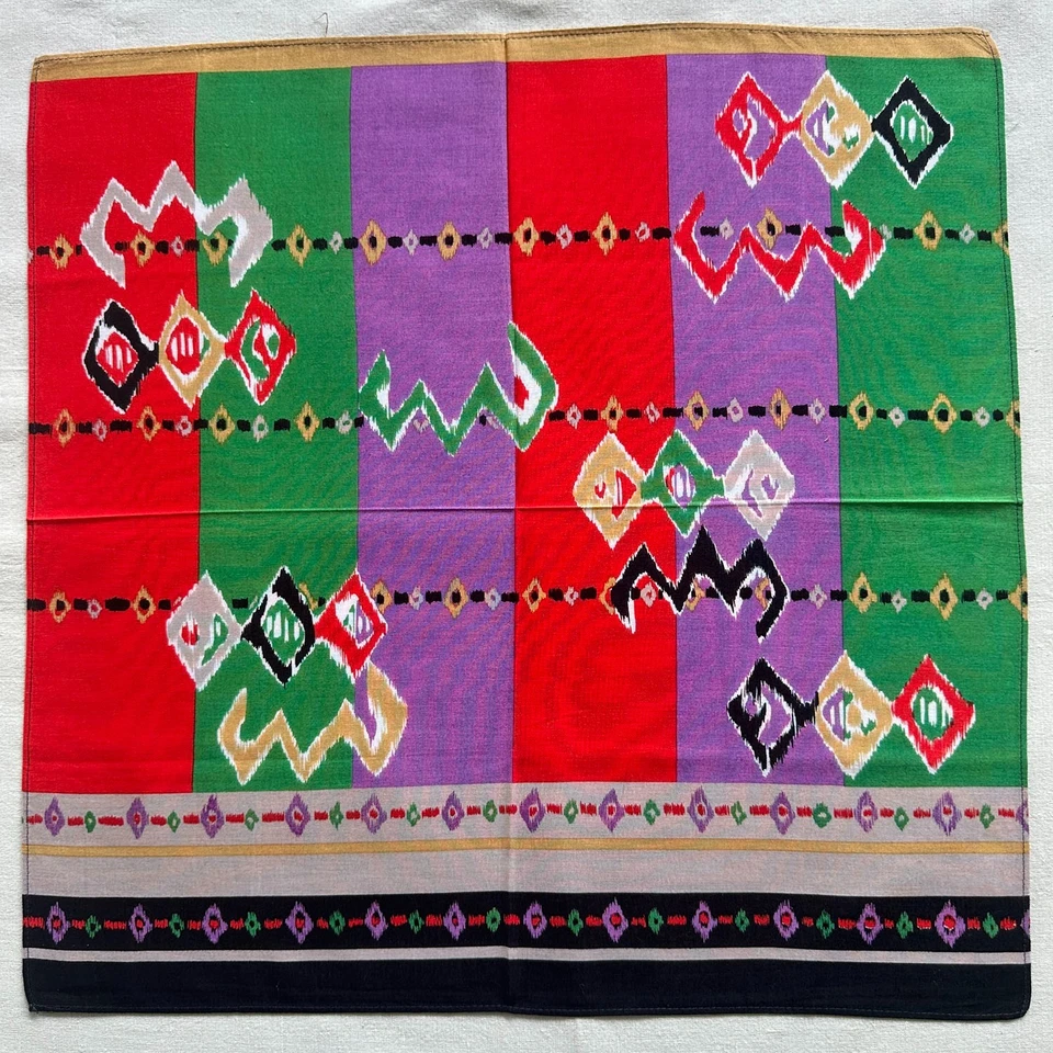 VTG Mens Handkerchief Aztec Geometric African Patterns Pocket Square Cotton 17" - Image 2 of 3