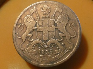 EAST INDIA COMPANY ONE QUARTER ANNA 1835 RECHERCHEE & QUALITE TB !