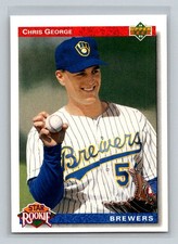 1992 Upper Deck Star Rookie RC #9 Chris George Milwaukee Brewers Baseball Card. rookie card picture
