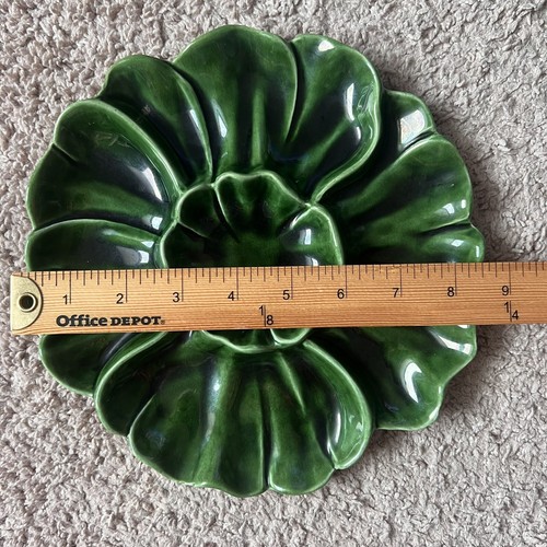 Cemar CaliforniaPottery 962 Majolica Cabbage Plate Divided Dish Mid Century - Picture 5 of 5