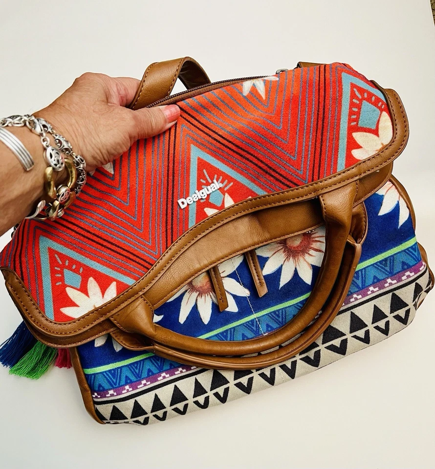 Bandolera Desigual Happy Bazaar Cartera Boho Floral Plegable Lona Expandible Foto 3 de 4