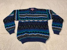 Vintage Grandpa Sweater Medium Crew Neck Chunky Textured 3D  Cosby Biggie