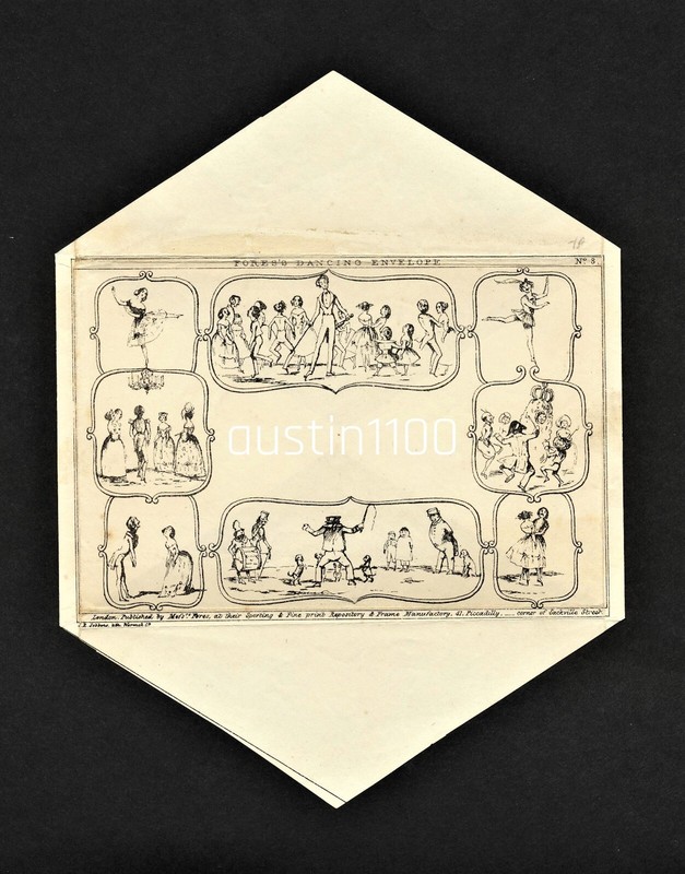 Rare 1840 Fores's No. 3 'Dancing' Unused Illustrated Envelope Superb.