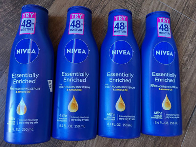 Lot of 4 = Nivea Essentially Enriched 48hr Nourishing Moisture Body Lotion 8.4oz