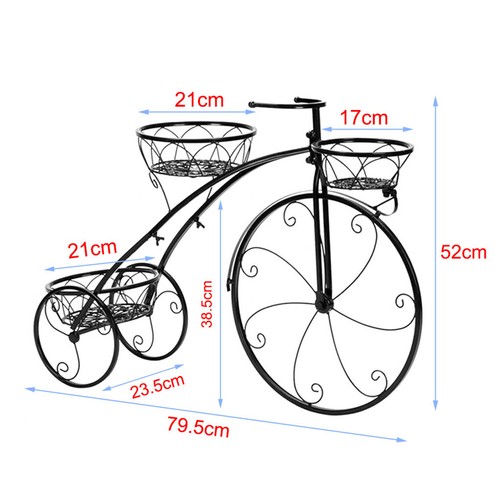 3-Tier Bicycle Plant Stand Wrought Iron Tricycle Planter Home Garden Patio Decor - Picture 6 of 12
