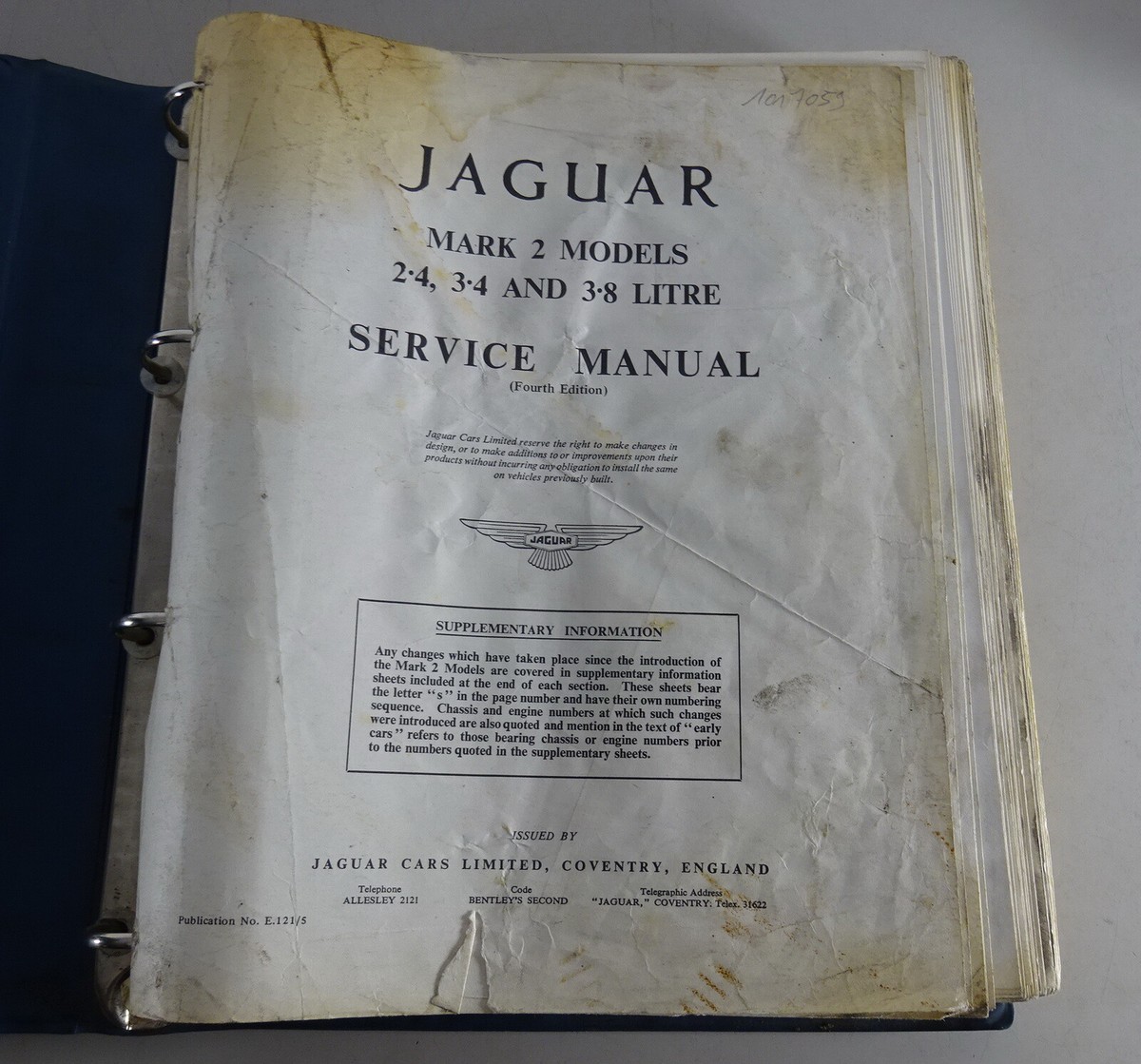 JAGUAR 3.8 LITRE MARK 2 ハンドブック　入手不可能品 Workshop Manual Jaguar Mark II / Mk. 2 With 2.4 / 3.4 / 3.8 Litre