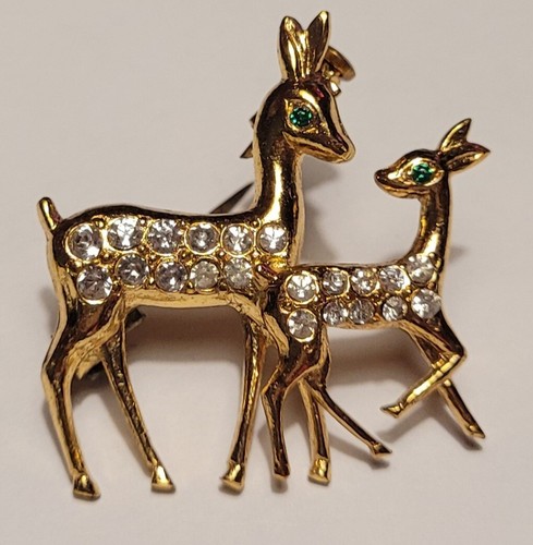 Belle broche vintage en verre sculpté avec strass et feuilles