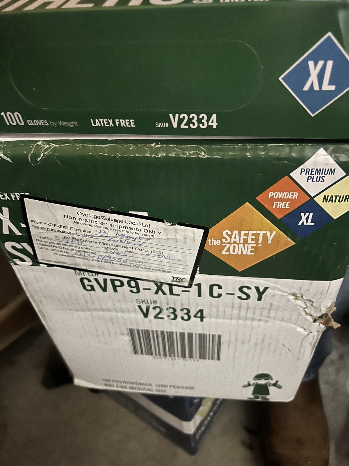 QTY 1,000 XL Vinyl Gloves Latex & Powder Free Safety Zone GVP9XL1CSY