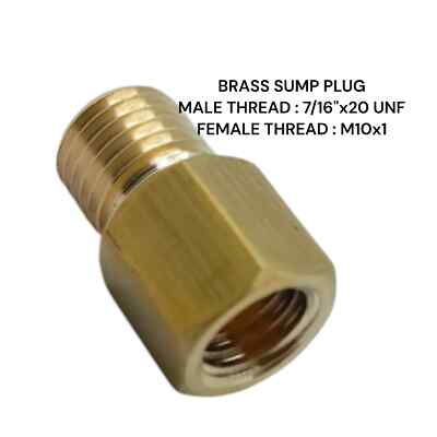 7/16'' UNF Stecker auf M10x1 Buchse Messing Sumpf Adapter Öltemperaturanzeige Sensor