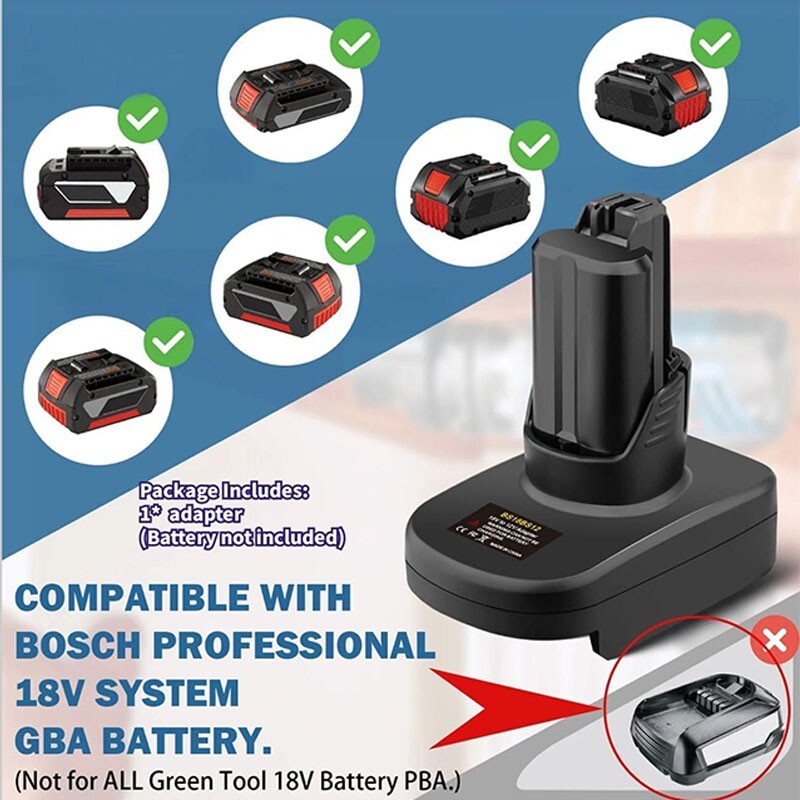 Battery Adapter - Converts Dewalt 20V/Milwaukee M18 To Bosch 12V/10.8V Power Tools - View #11