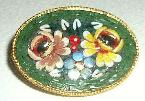 GREEN MILLE FIORE BROOCH/ PIN,gold plated FROM ITALY