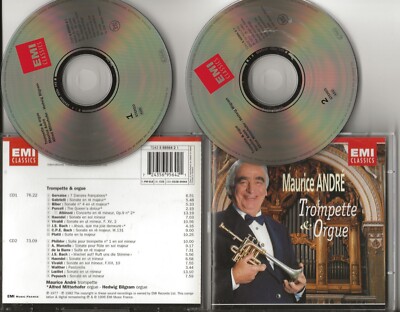 MAURICE ANDRE Trompette & Orgue 2 cd set 1996 Trumpet and organ Bach Purcell etc